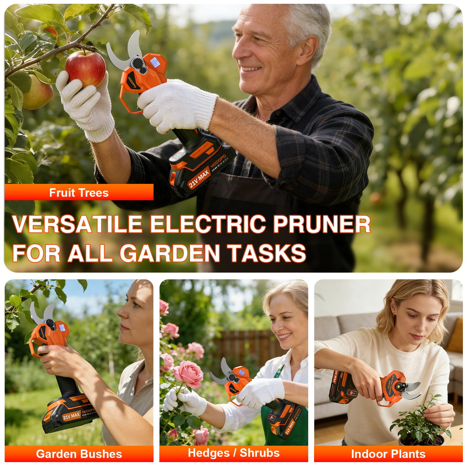 MODOFO Electric Pruning Shears with included accessories