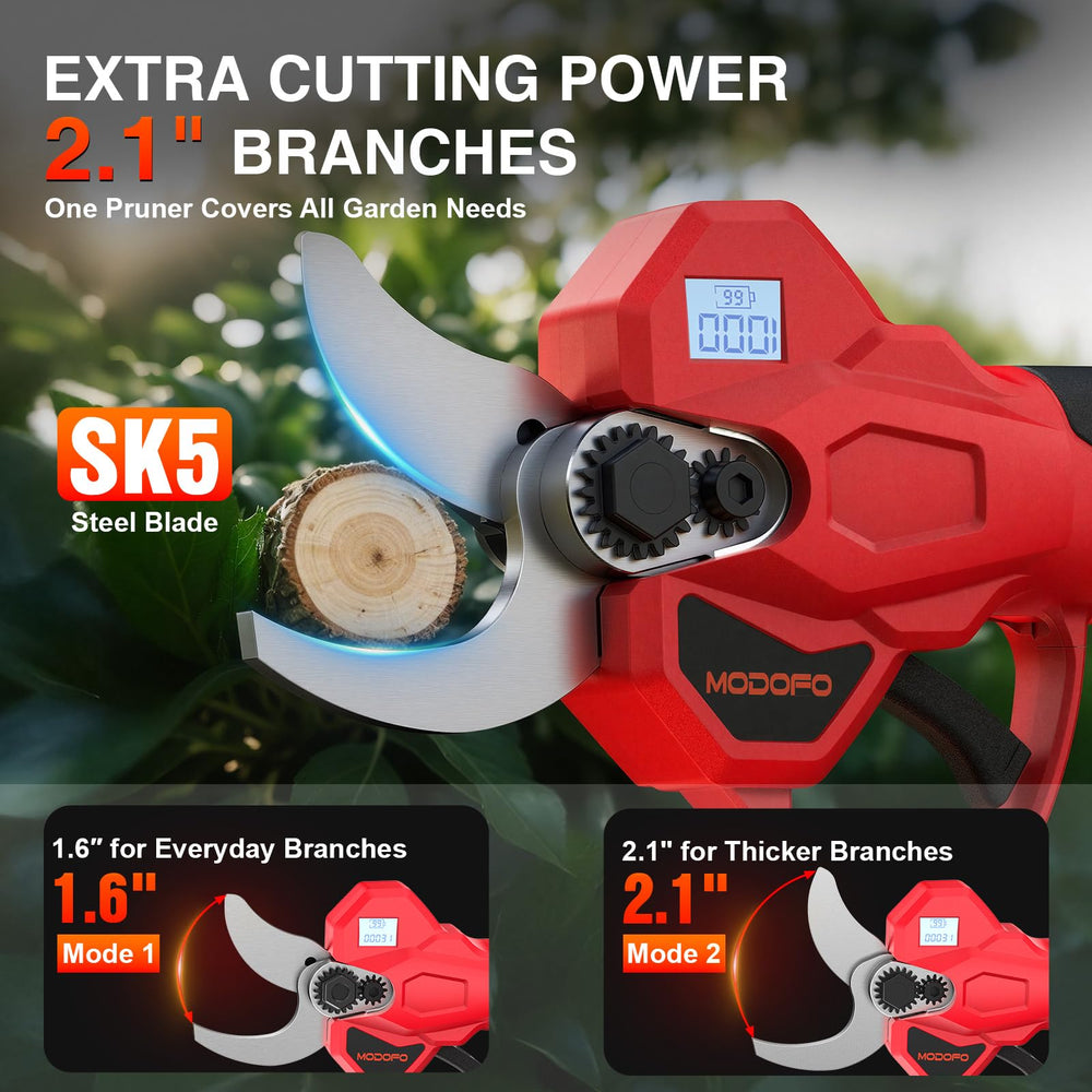 MODOFO Electric Pruning Shears with two batteries and adapter