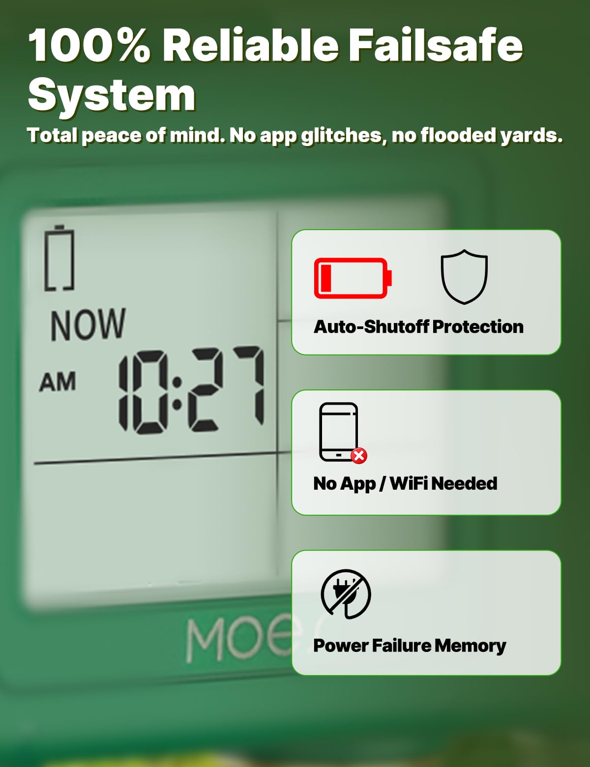 MOES water timer in outdoor garden setting