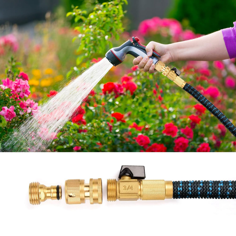 MOLIK connectors attached to garden hose and faucet
