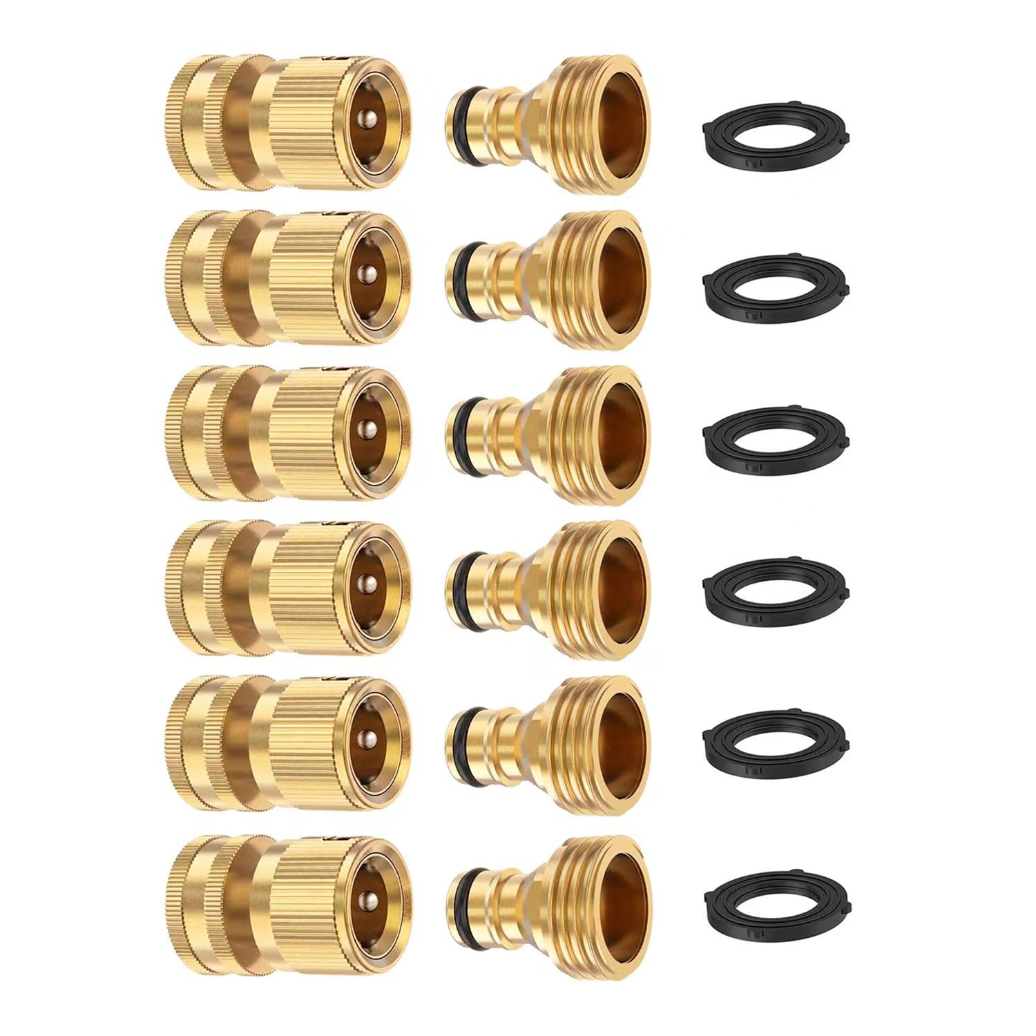 MOLIK Garden Hose Quick Connectors solid brass fittings set