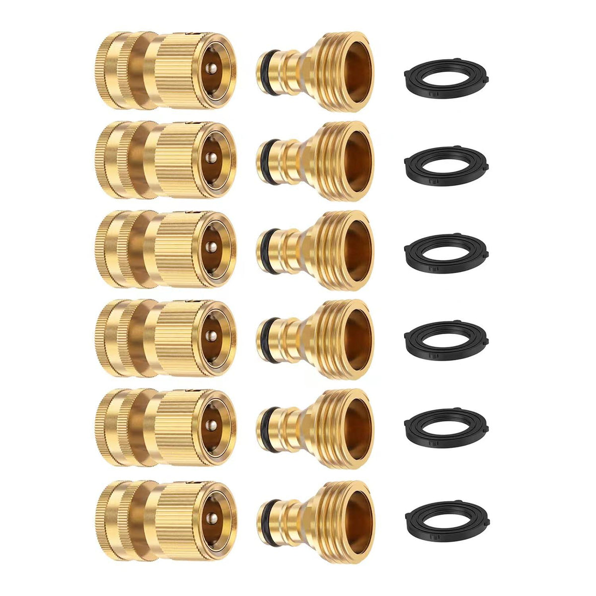 MOLIK Garden Hose Quick Connectors solid brass fittings set