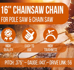 Molten 16 Inch Chainsaw Chain pack with three chains displayed