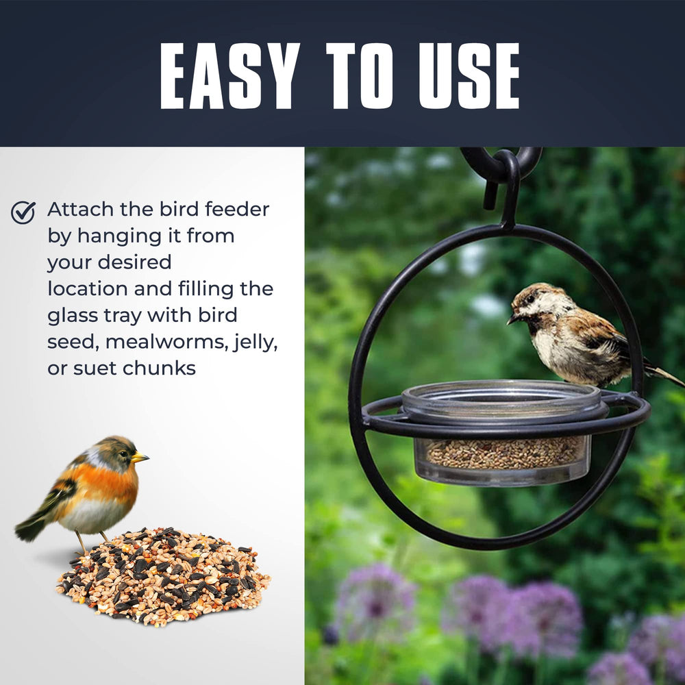 Monarch Abode Hanging Bird Feeder with birdseed inside