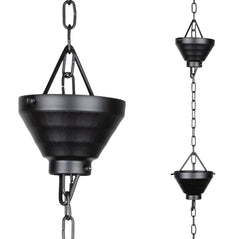 Monarch Rain Chains Aluminum Siam Rain Chain front view with 8 cups