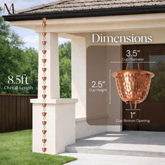 Monarch Rain Chains copper rain chain cascading water