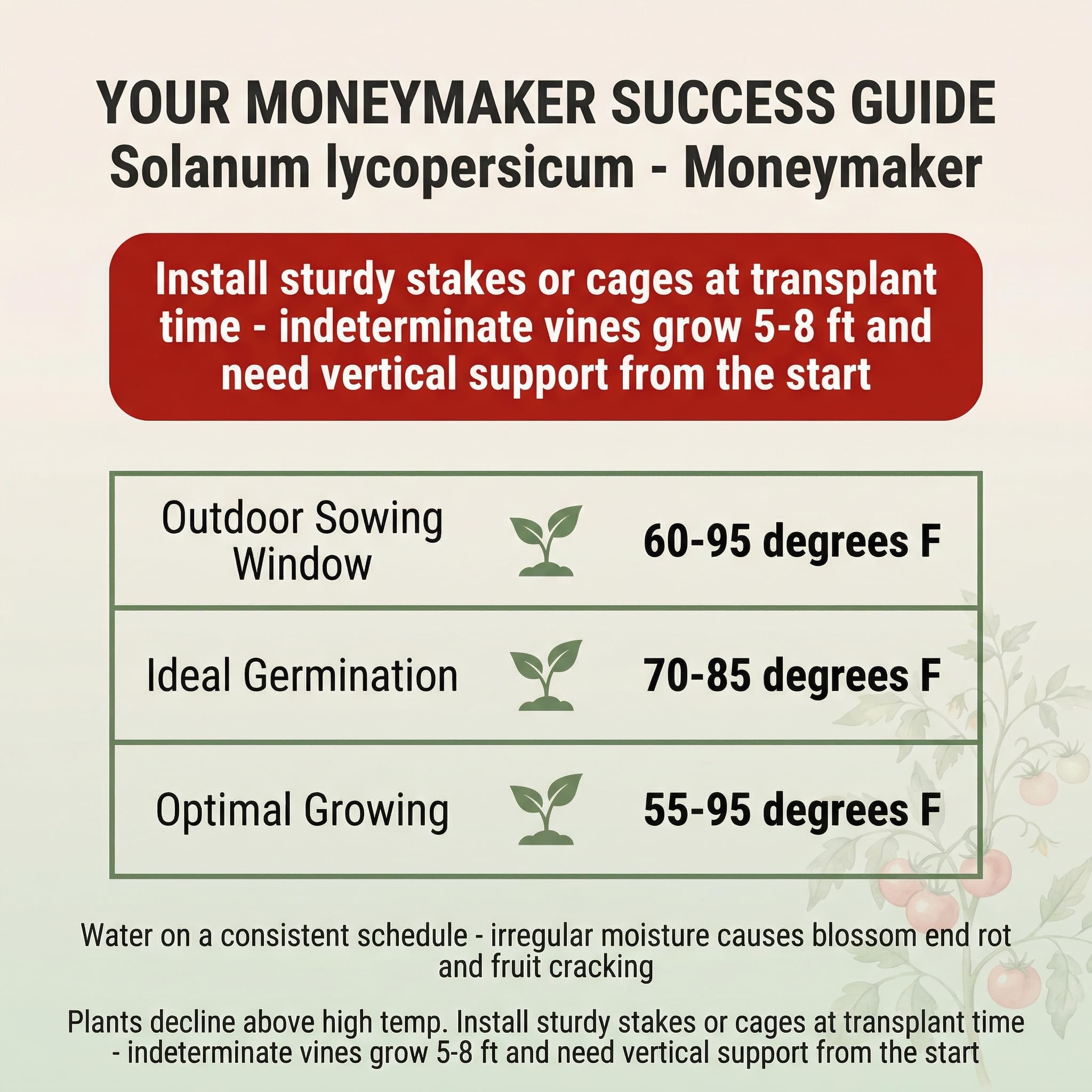 Moneymaker tomato plants growing in garden