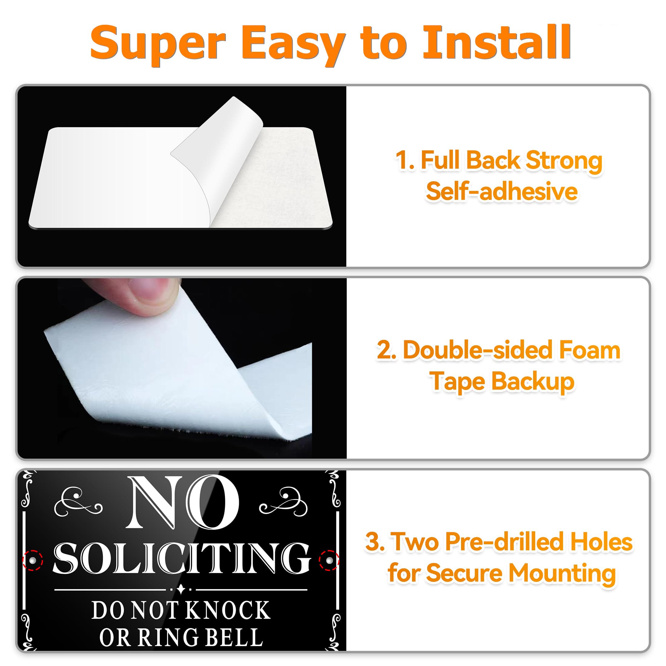 MongFun No Soliciting Sign with double-sided tape