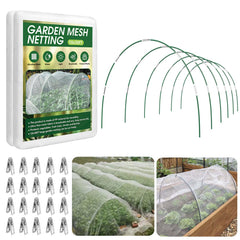 Monirsen Garden Netting Kit 10x30FT with fiberglass hoops