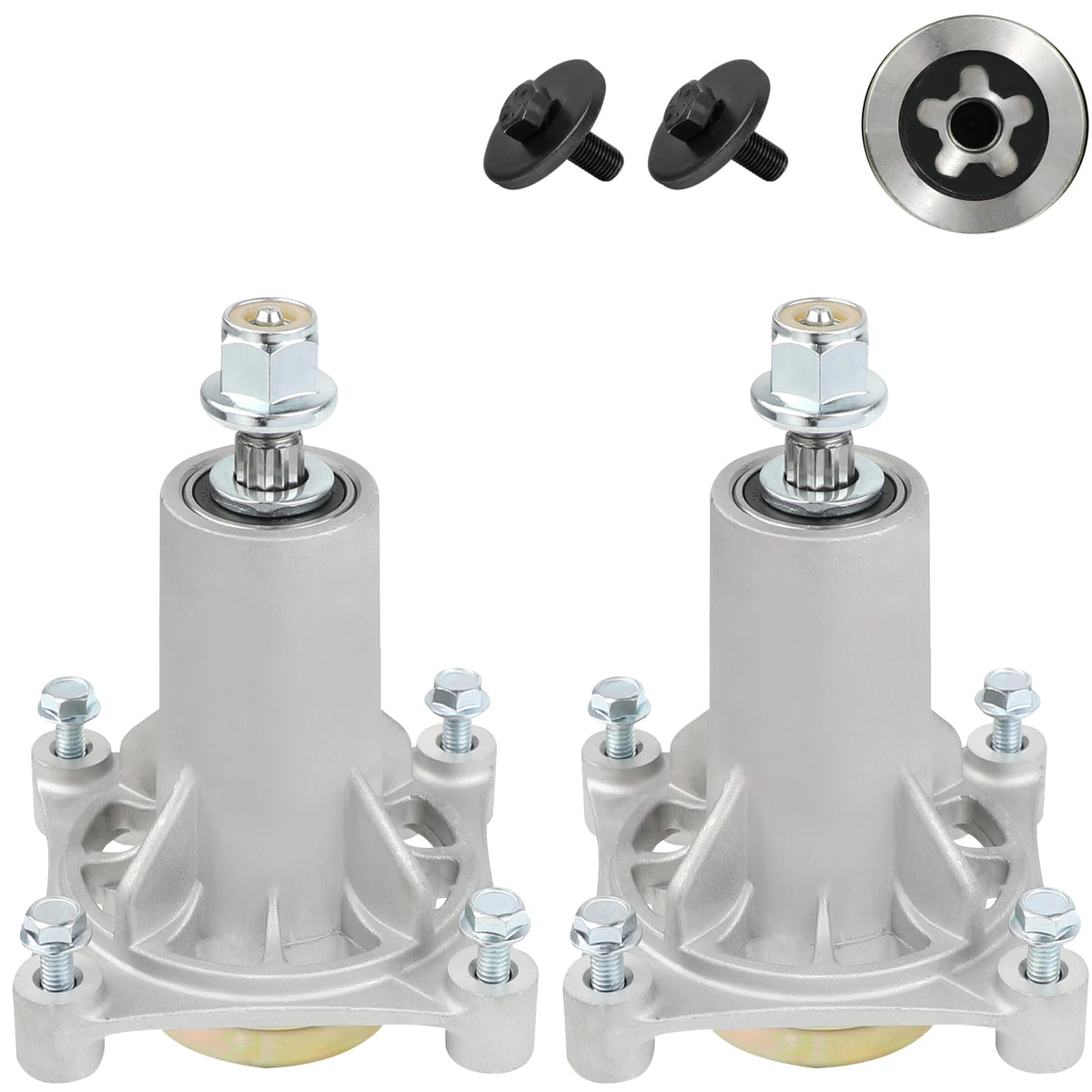 MONKEMON 2 Pack Mower Spindle Assembly front view with components