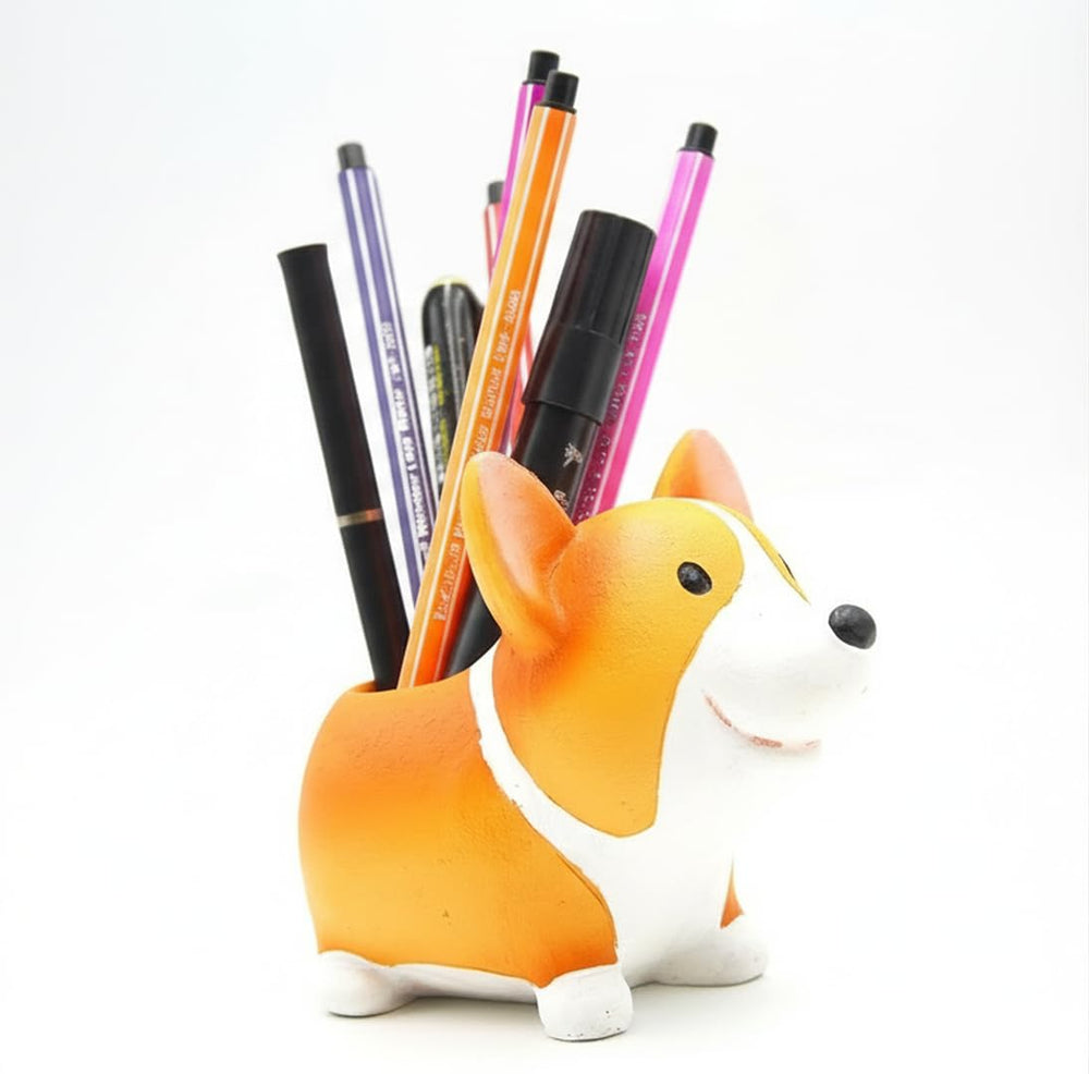 MONMOB Creative Corgi Pen Holder front view in orange