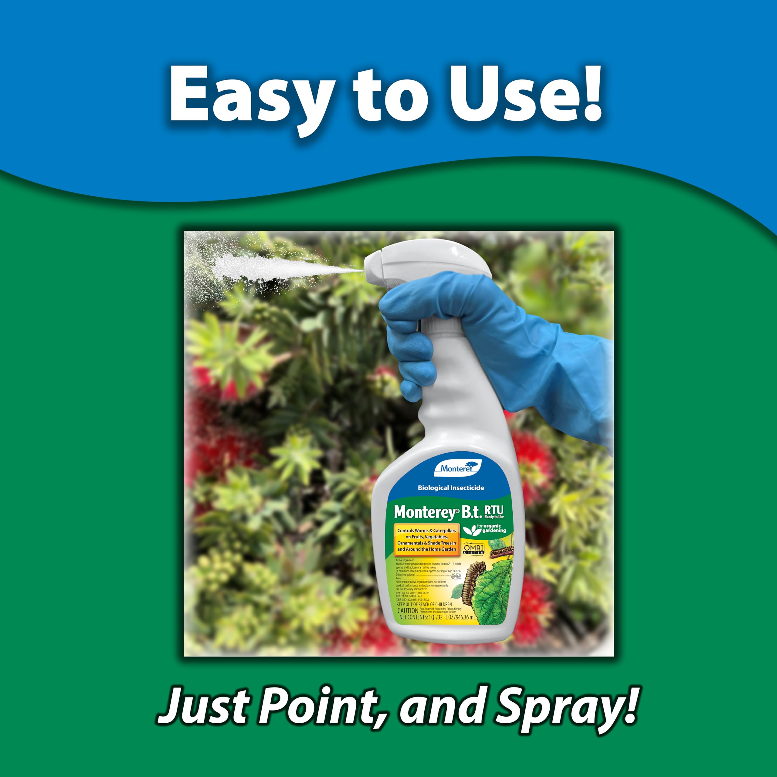 Monterey B.t. Organic Caterpillar Killer Spray 32 oz side view