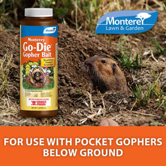 Monterey Go-DIE Gopher Bait powder inside container