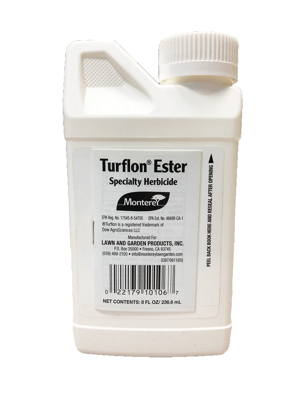 Monterey Turflon Ester 8oz back label showing ingredients