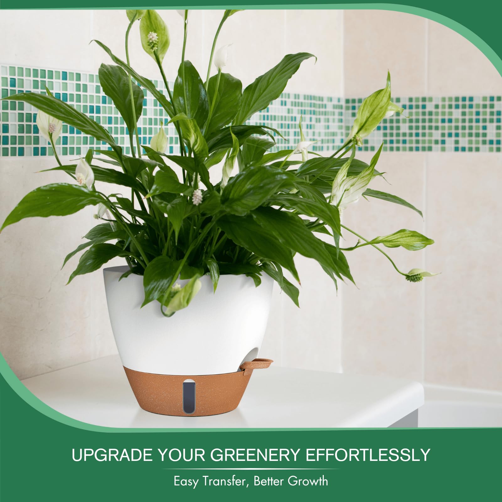 Montresor 10 inch self watering planter showing cotton wick system