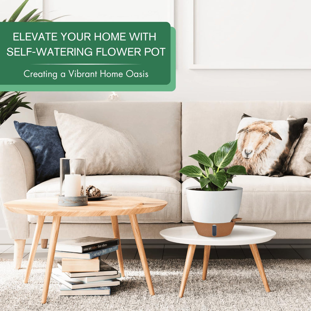 Montresor 10 inch self watering planter side view with detachable saucer