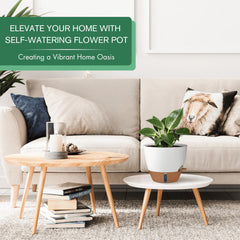 Montresor 10 inch self watering planter side view with detachable saucer