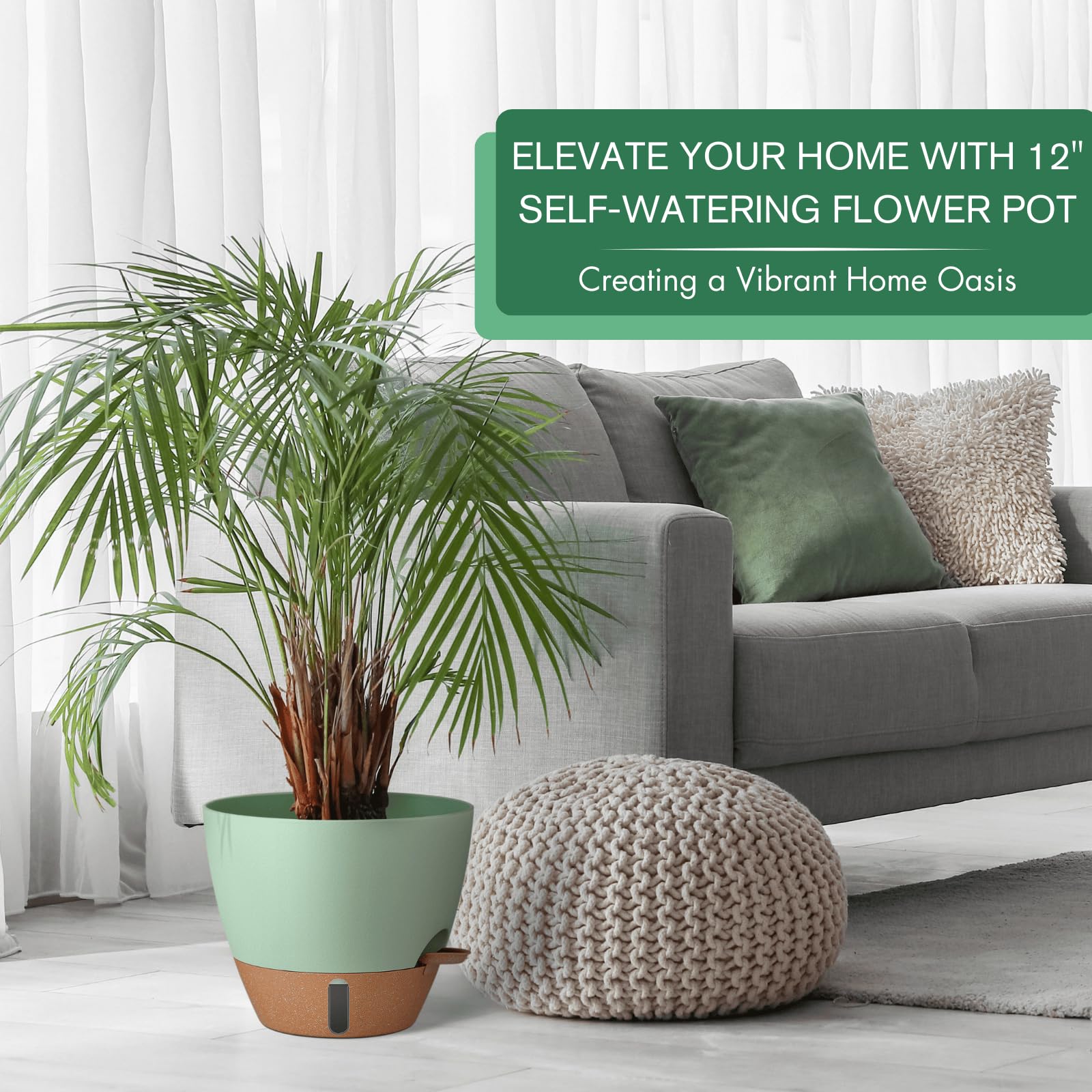 Montresor 10 Inch Self-Watering Pot in Green
