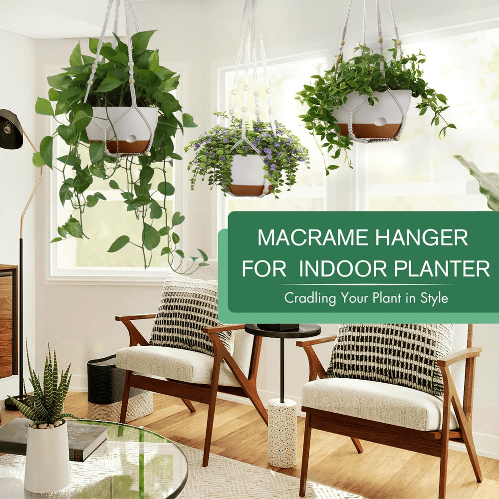 montresor 10 inch white self-watering hanging planter side view