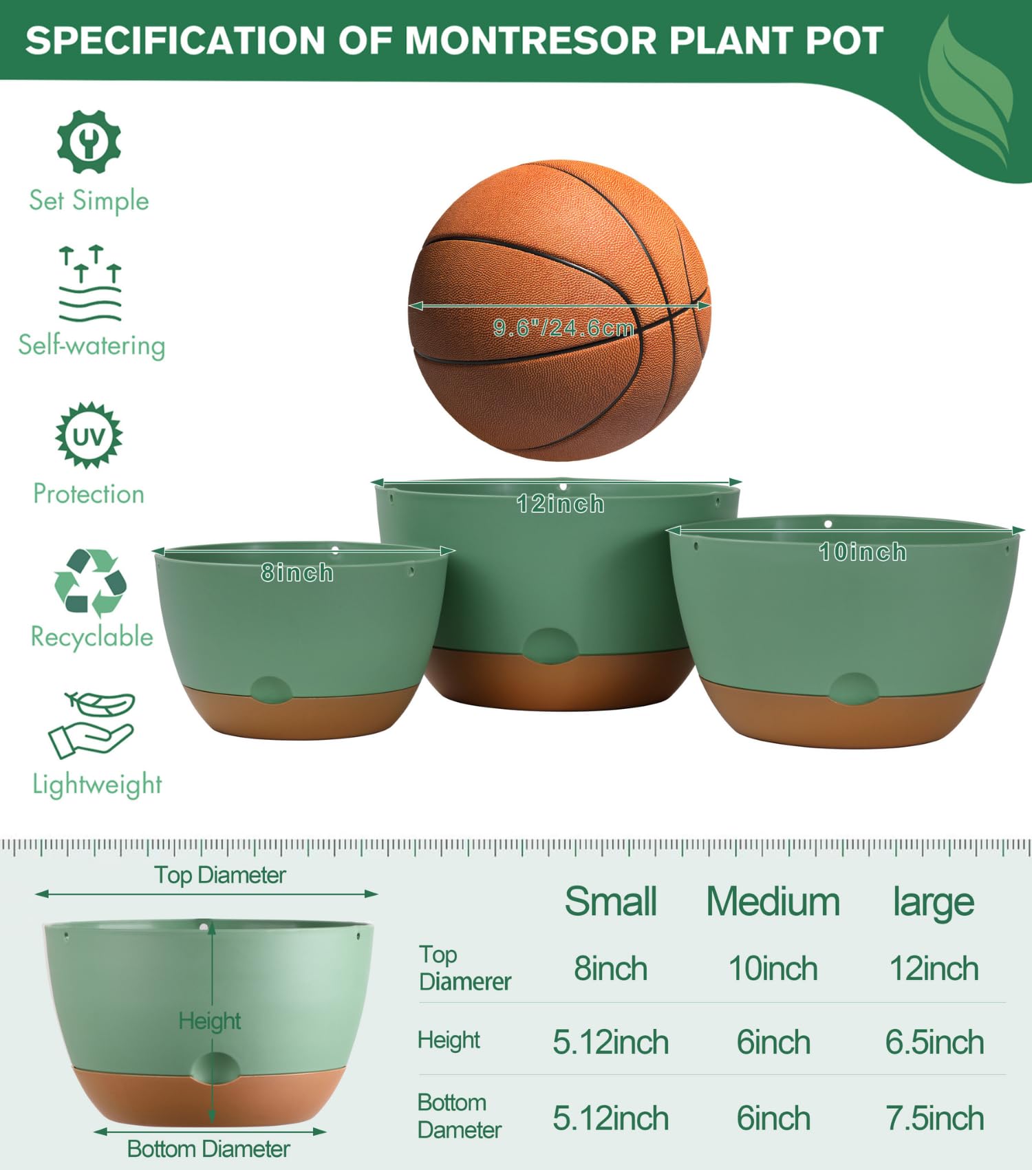 montresor 12 inch self-watering hanging planter with plants