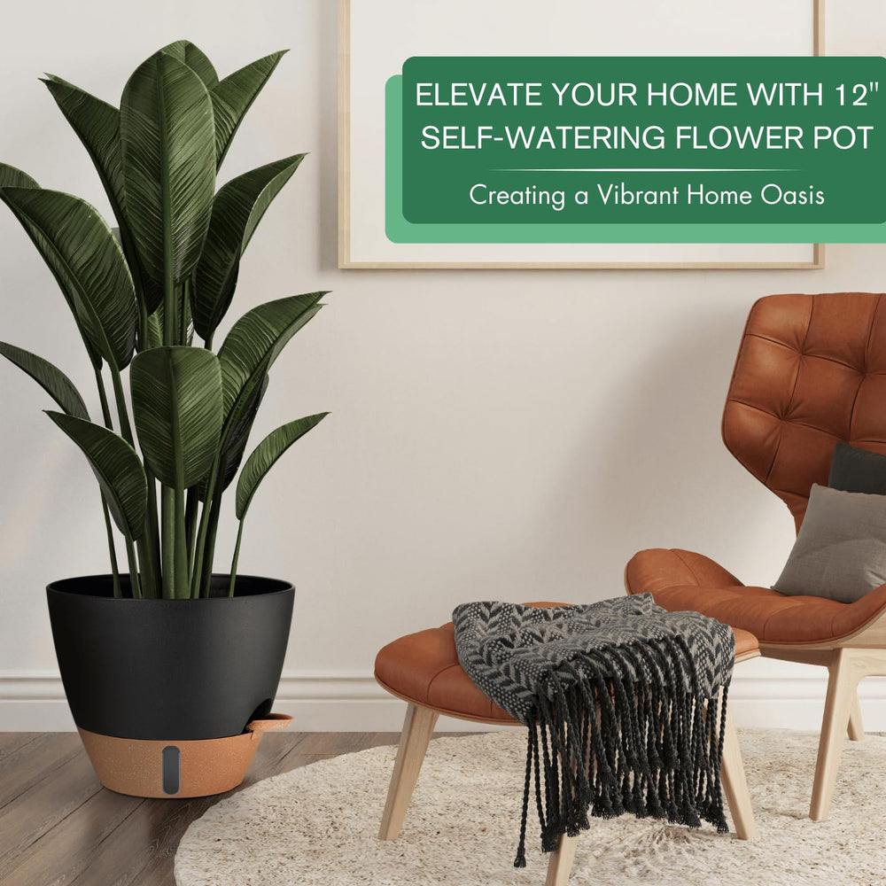 Montresor self-watering pot 10-inch black model back view