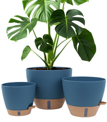 Montresor self-watering pot set, blue, 12-inch size front view