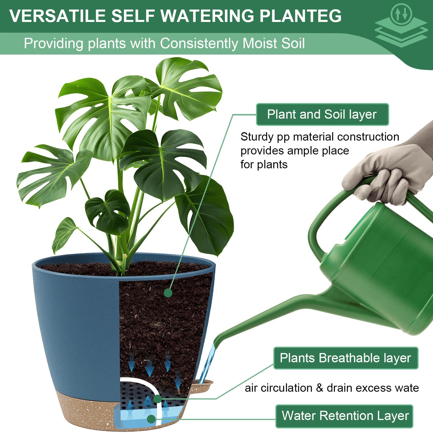 Montresor self-watering pot set displayed on a balcony