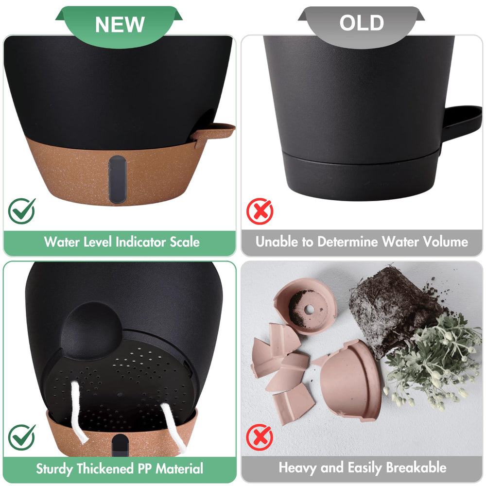 Montresor self-watering pots with plants in a living room