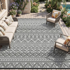 MontVoo 10x14 Outdoor Rug Grey front view
