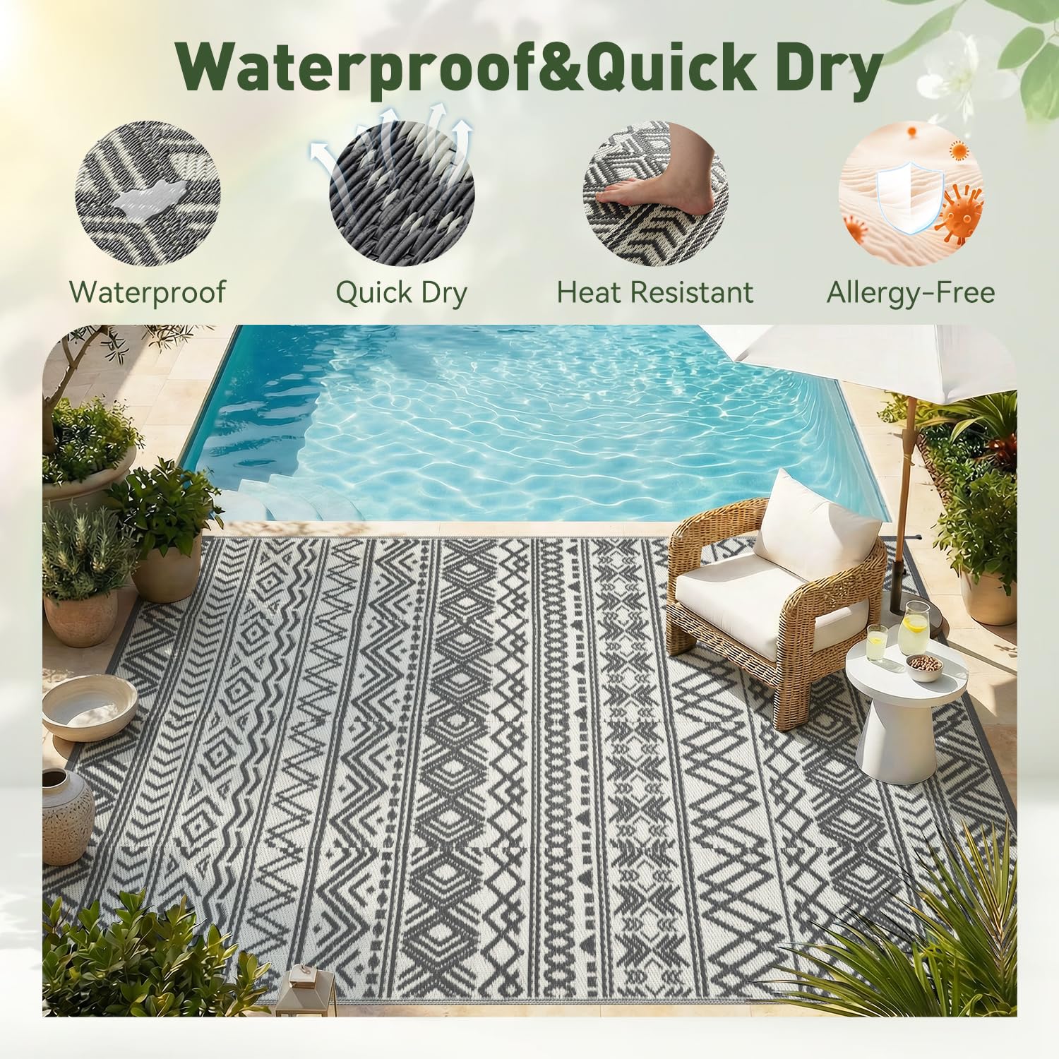 MontVoo 10x14 Reversible Outdoor Rug in use