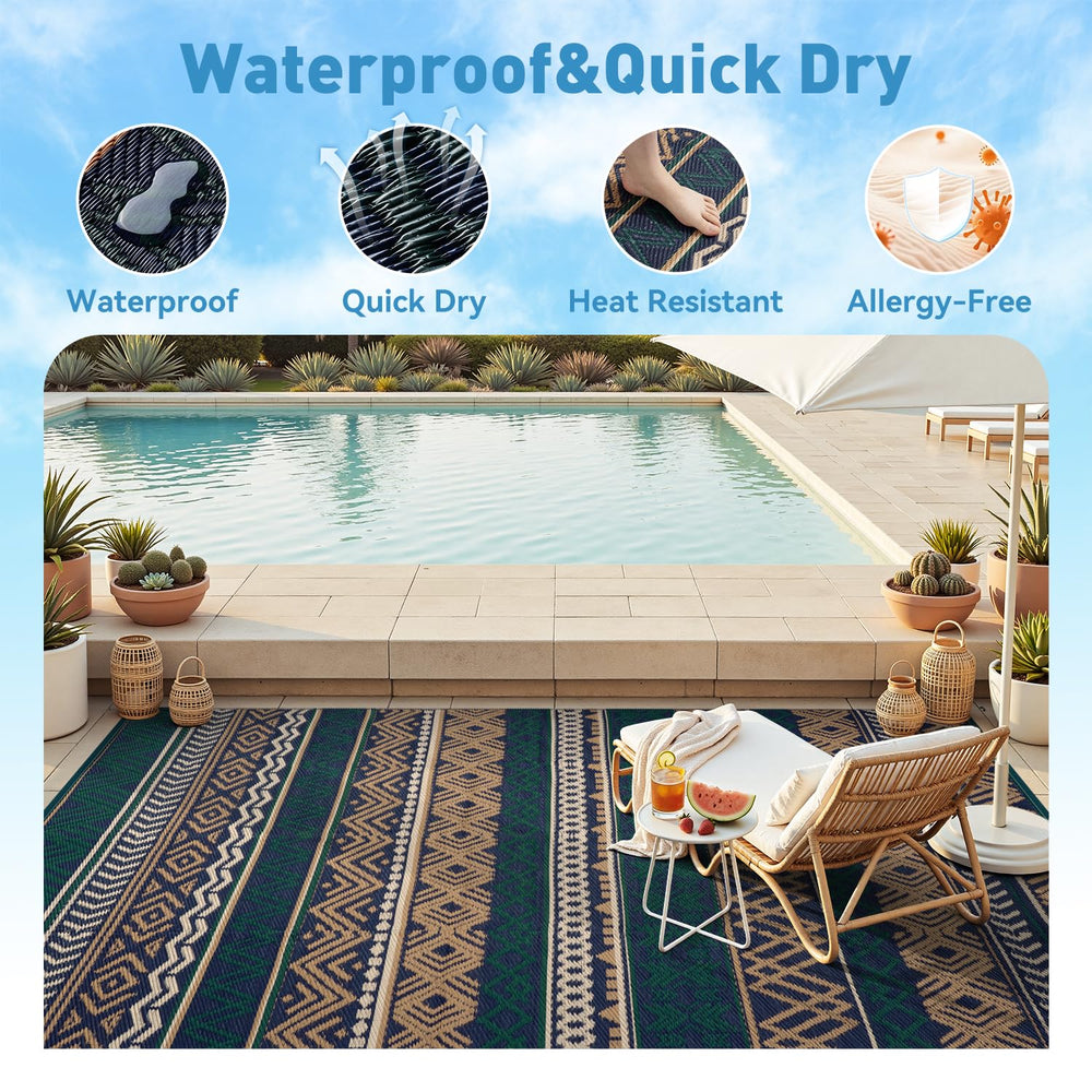 MontVoo 5x8 outdoor rug on a patio setting