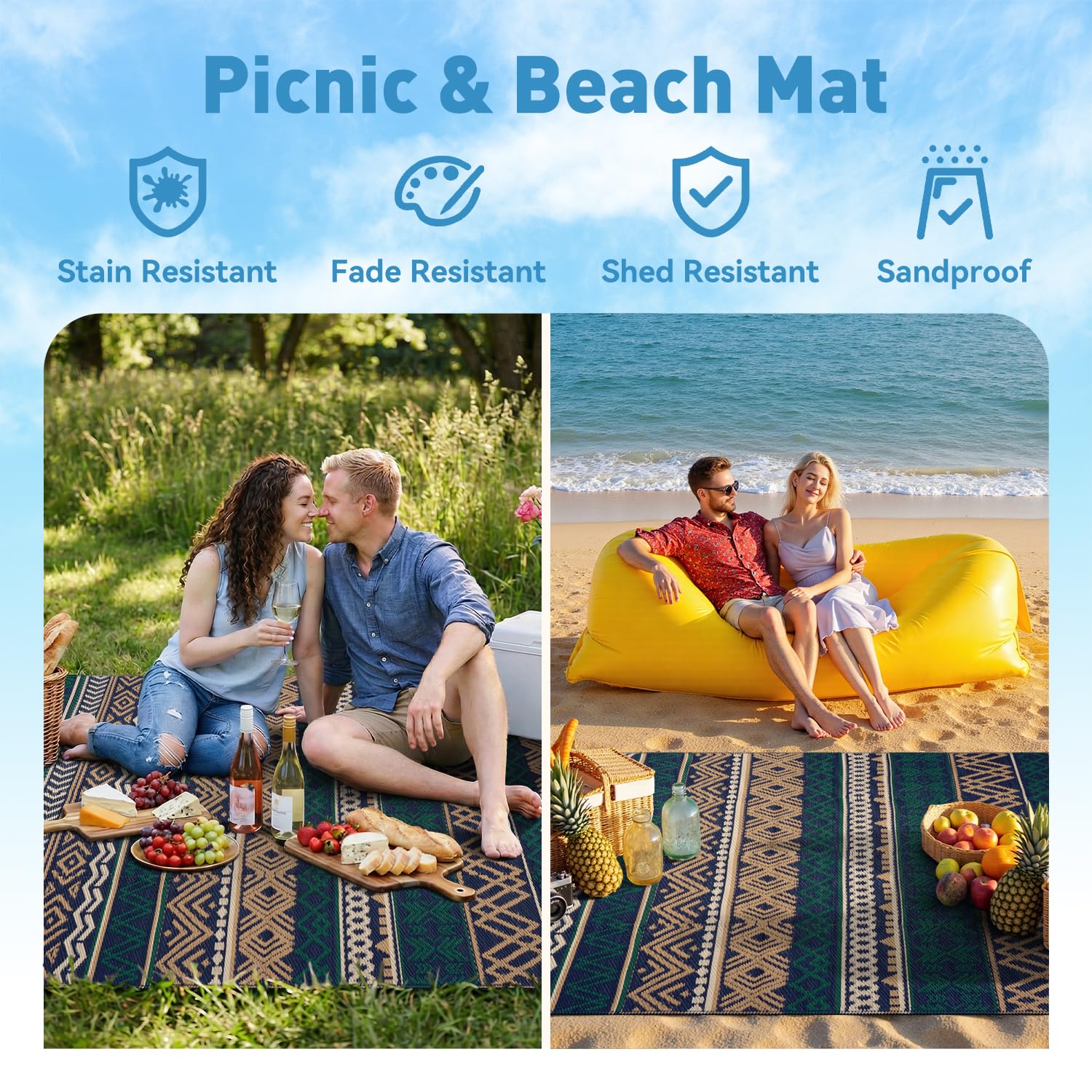 MontVoo 5x8 outdoor rug with furniture on it