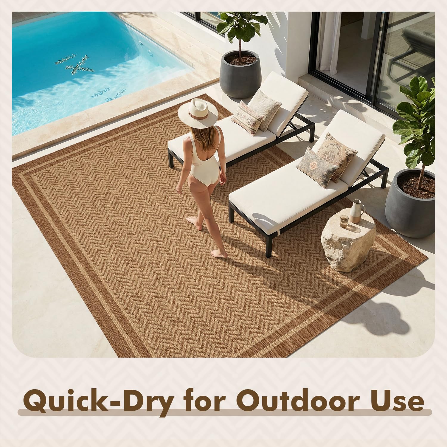MontVoo Outdoor Rug 5' x 7' displayed with outdoor furniture