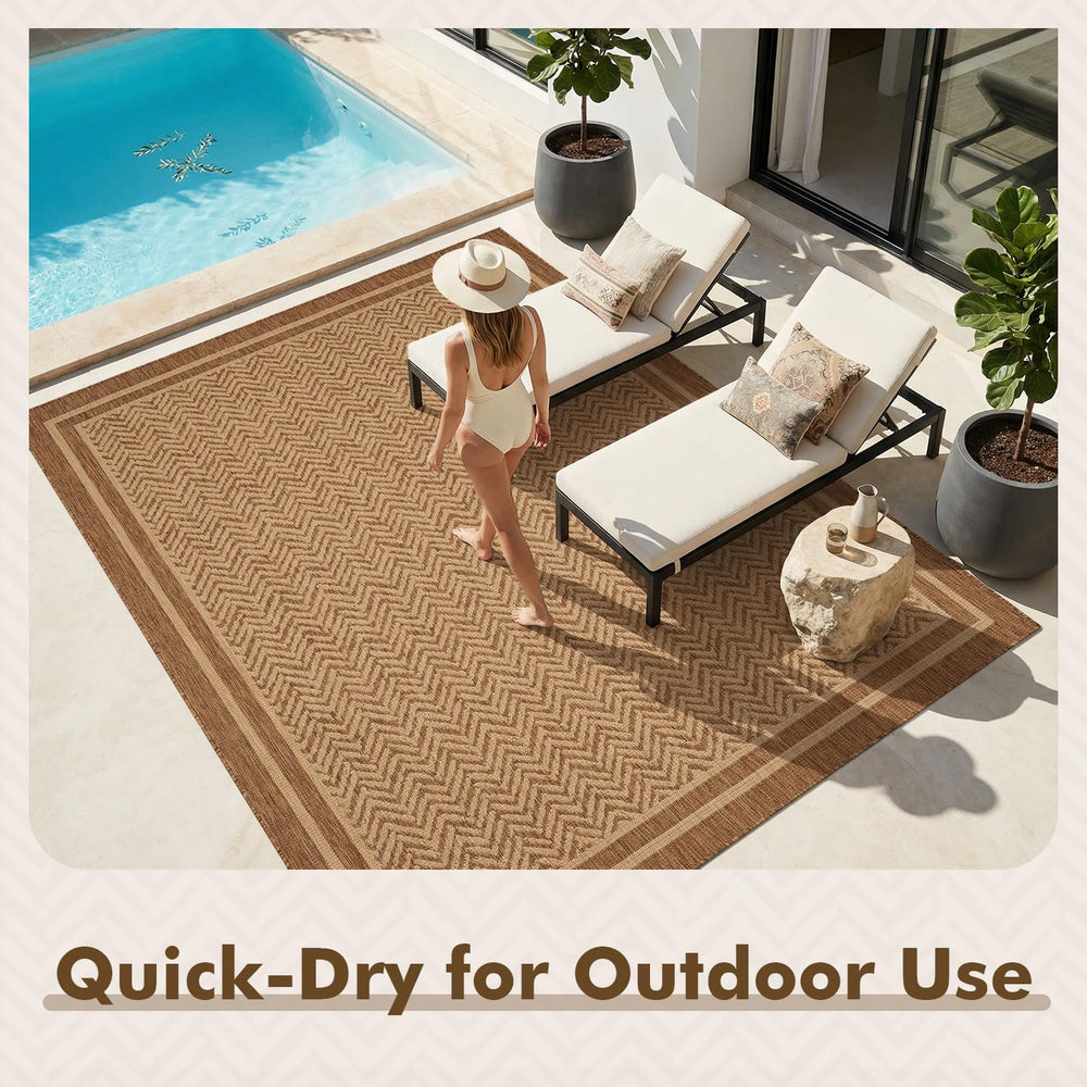 MontVoo Outdoor Rug 5' x 7' displayed with outdoor furniture