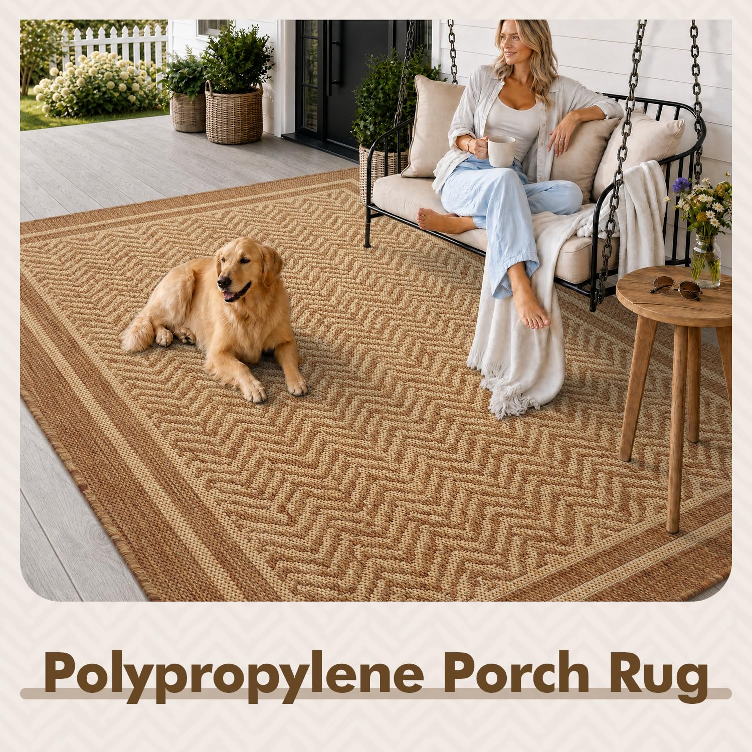 MontVoo Outdoor Rug 5' x 7' easy to clean with a hose