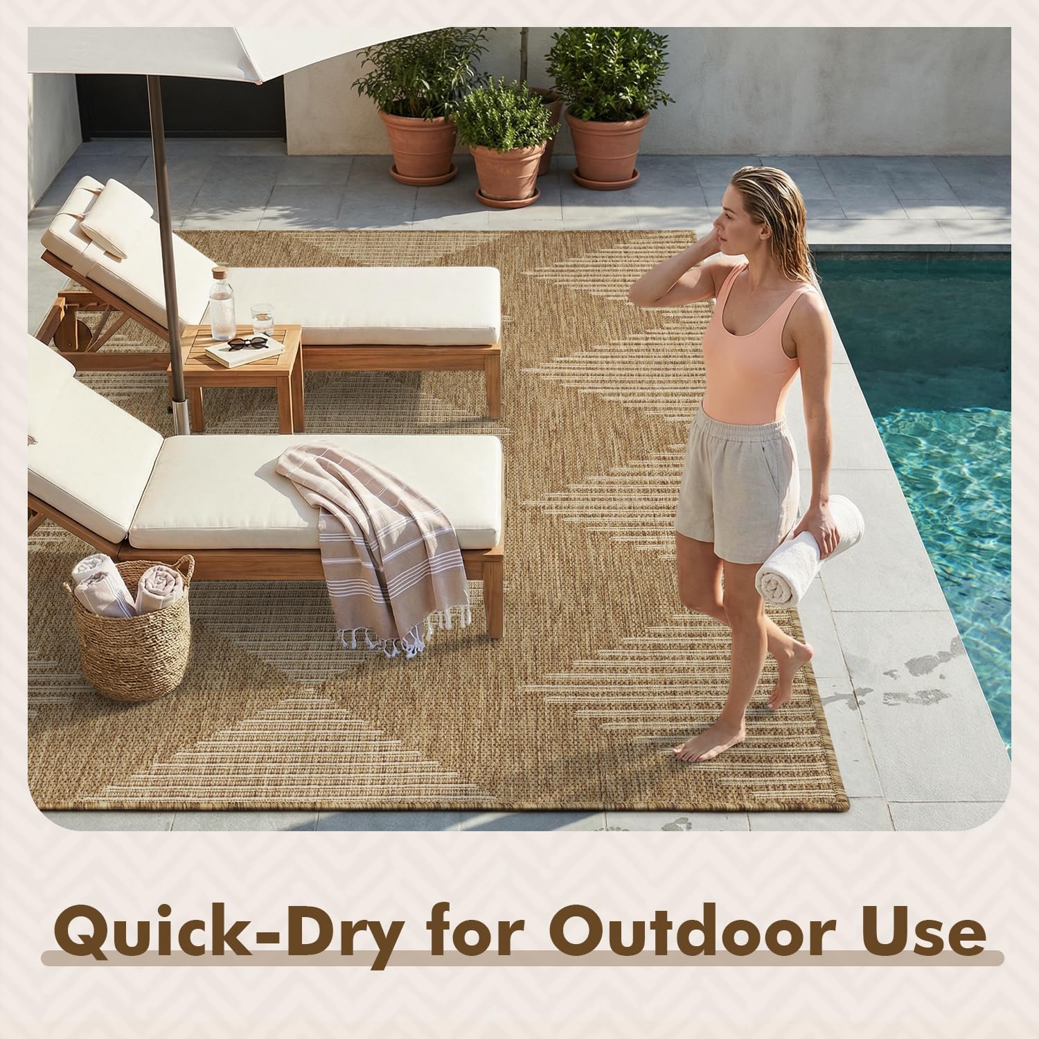 MontVoo Outdoor Rug 5x7 ft, easy cleaning demonstration with hose