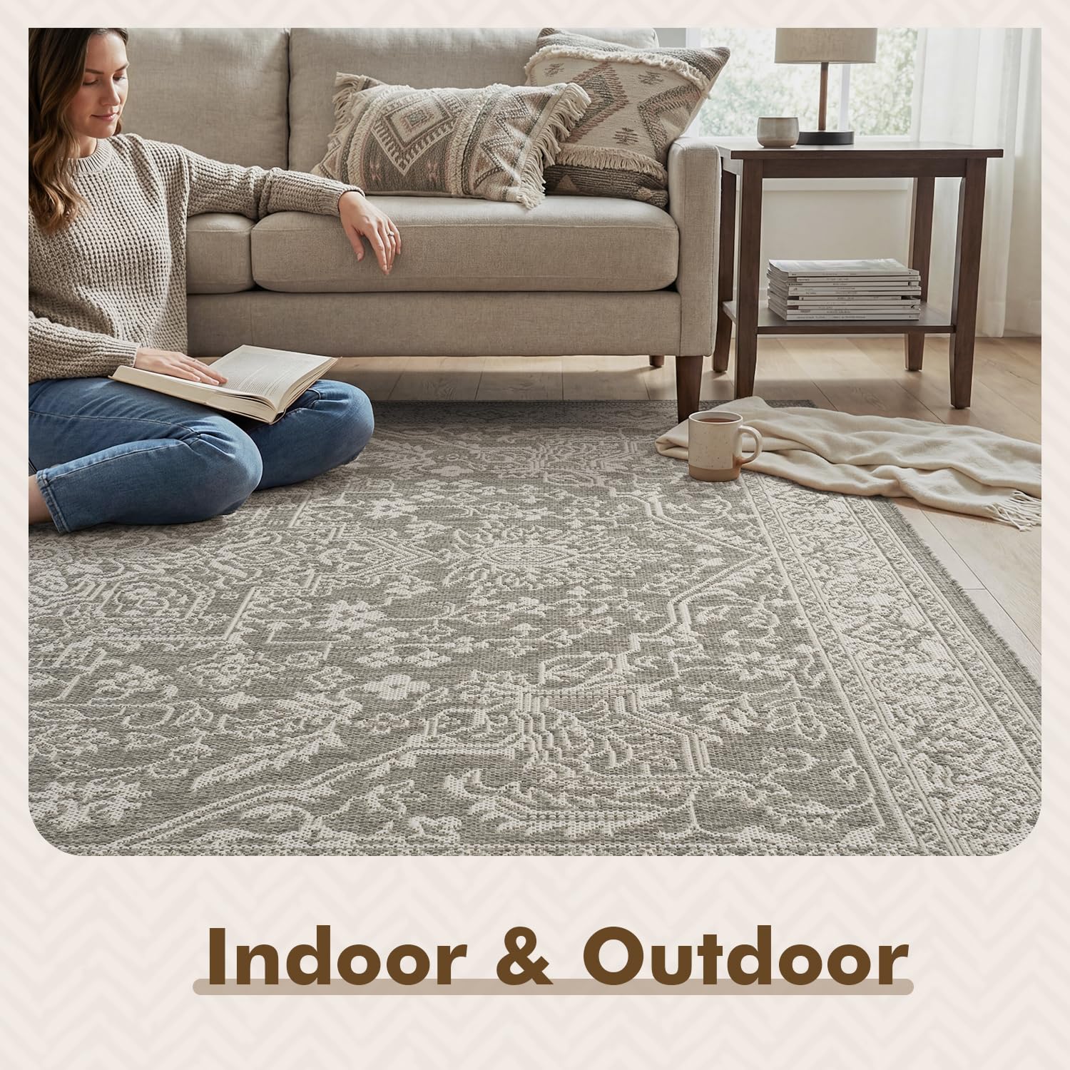 MontVoo Outdoor Rug 5x7 ft textured weave pattern close-up