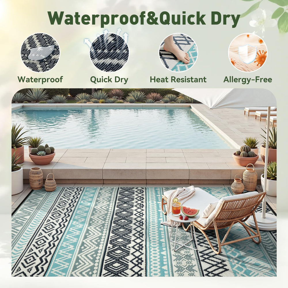 MontVoo Outdoor Rug 5x8 showing reversible design