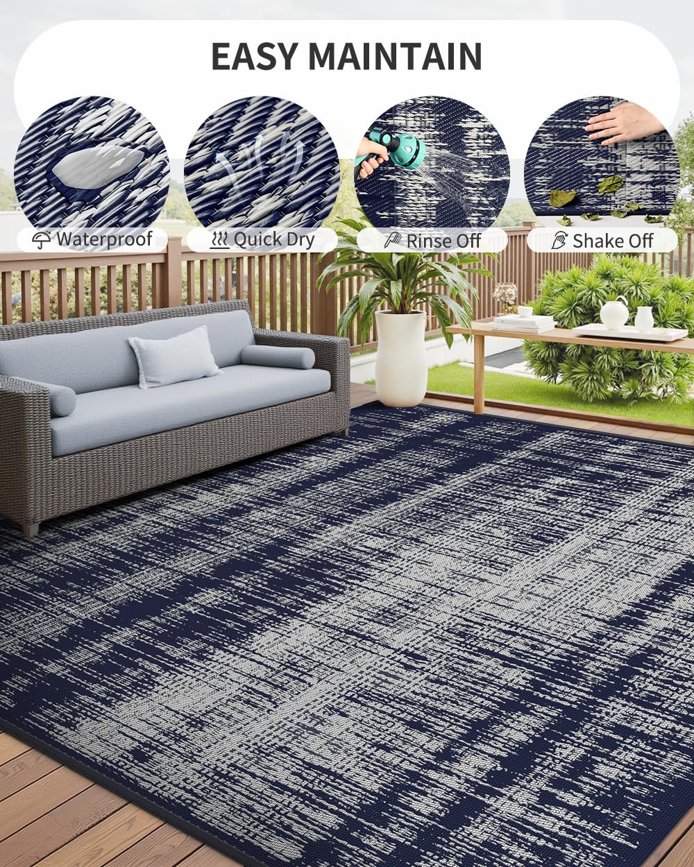 MontVoo Outdoor Rug 6x9 ft durable edges