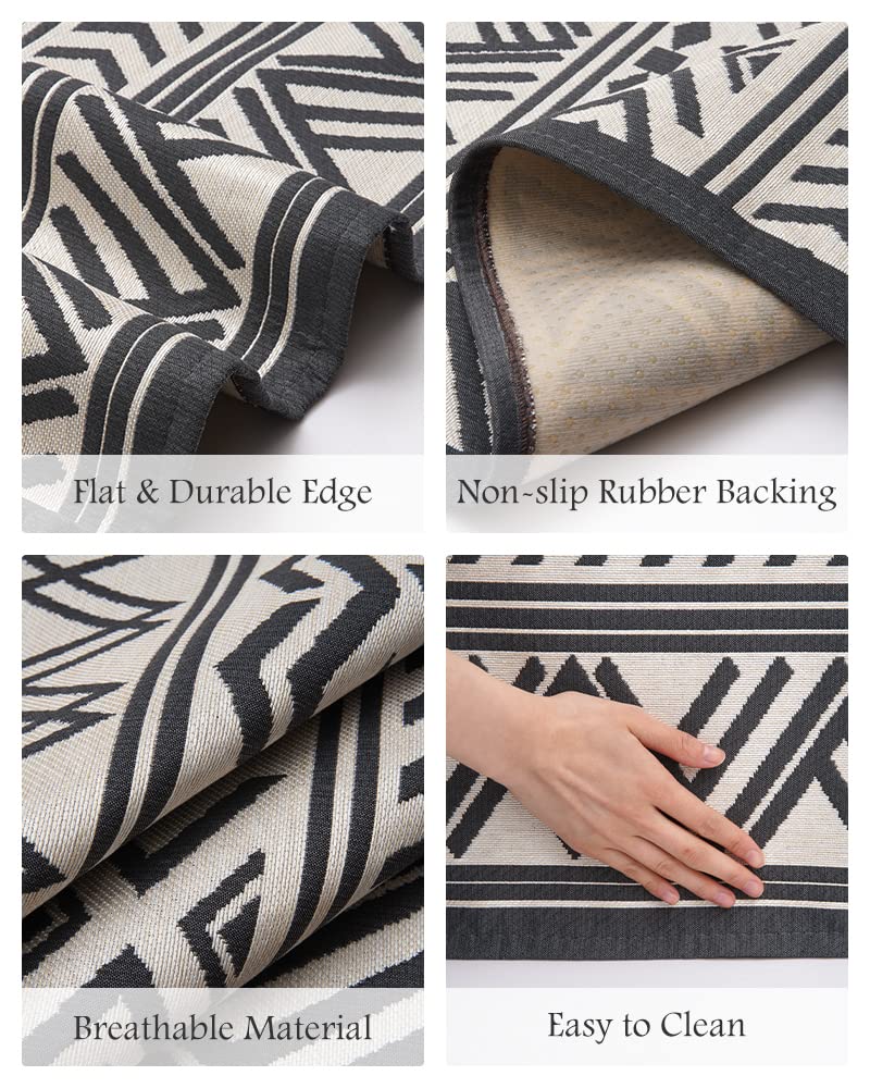 MontVoo Outdoor Rug 6x9 ft flatweave texture close-up
