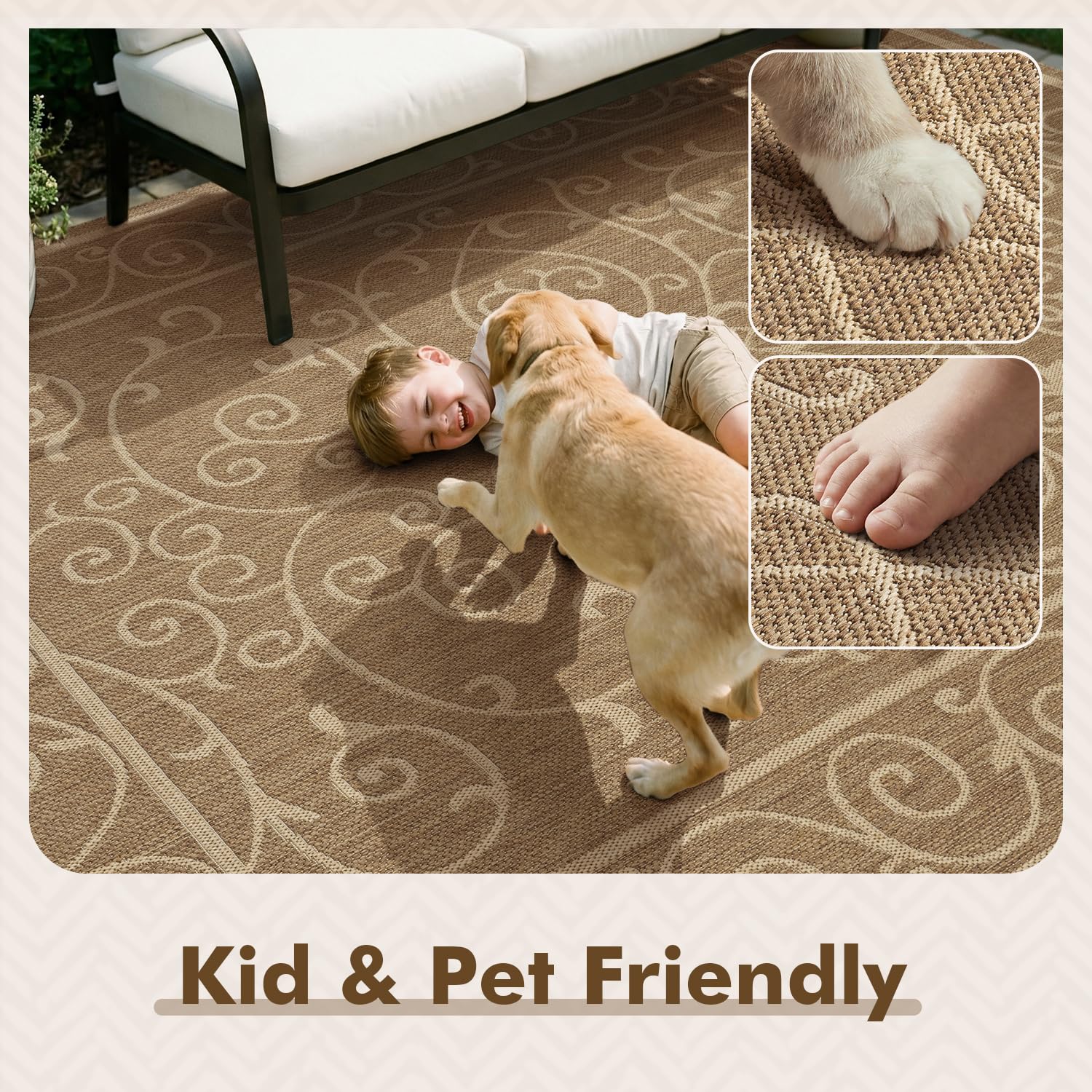 MontVoo Outdoor Rug 6x9 ft indoor use
