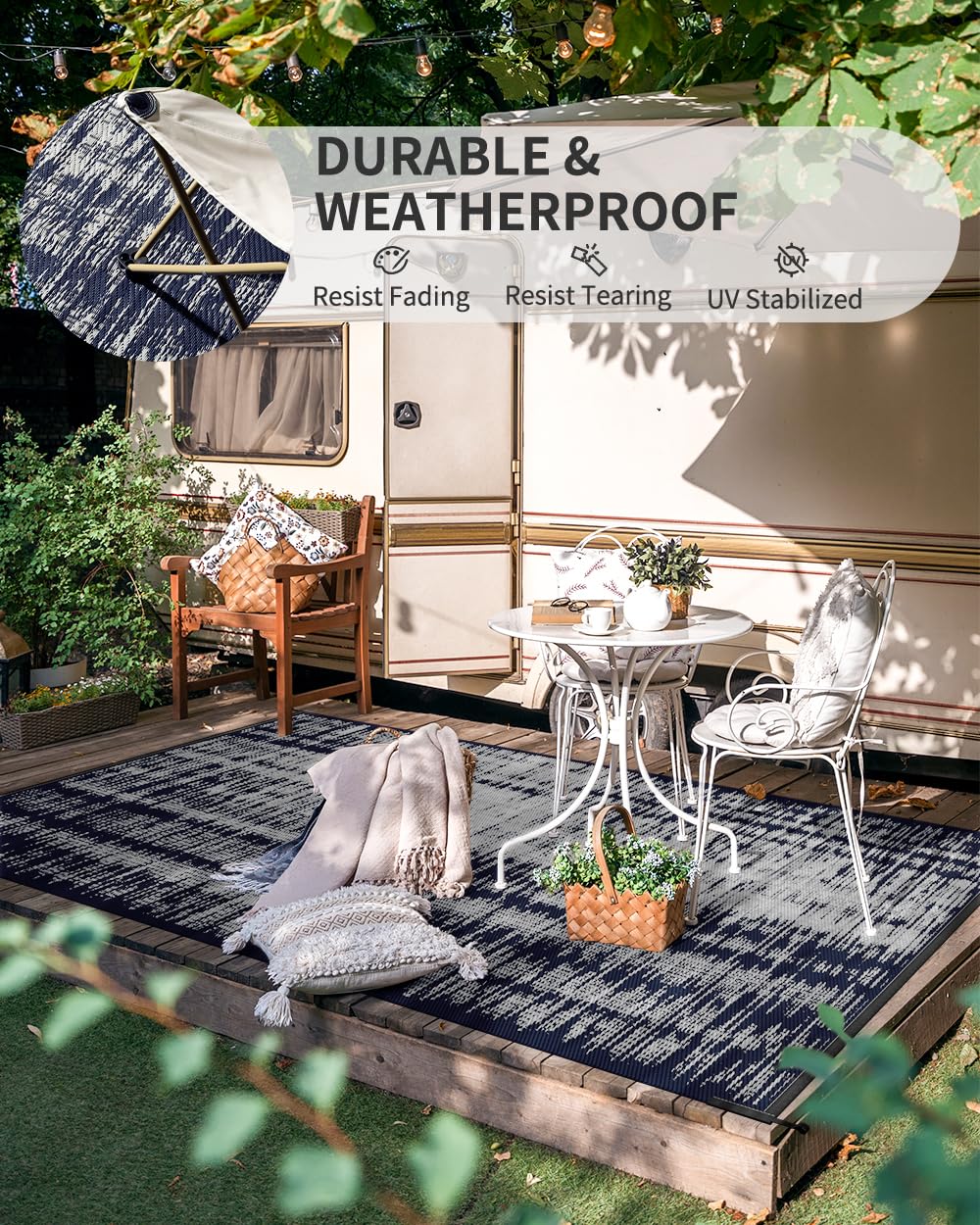 MontVoo Outdoor Rug 6x9 ft lightweight and portable