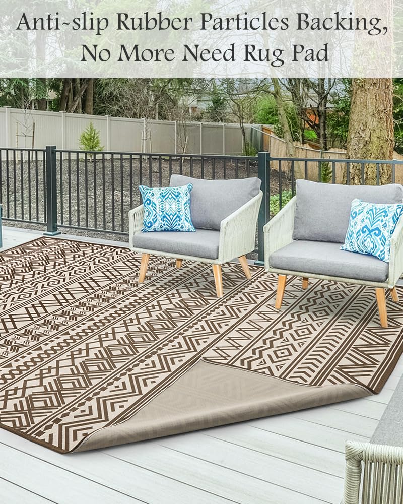 MontVoo Outdoor Rug 6x9 ft non-slip rubber backing close-up
