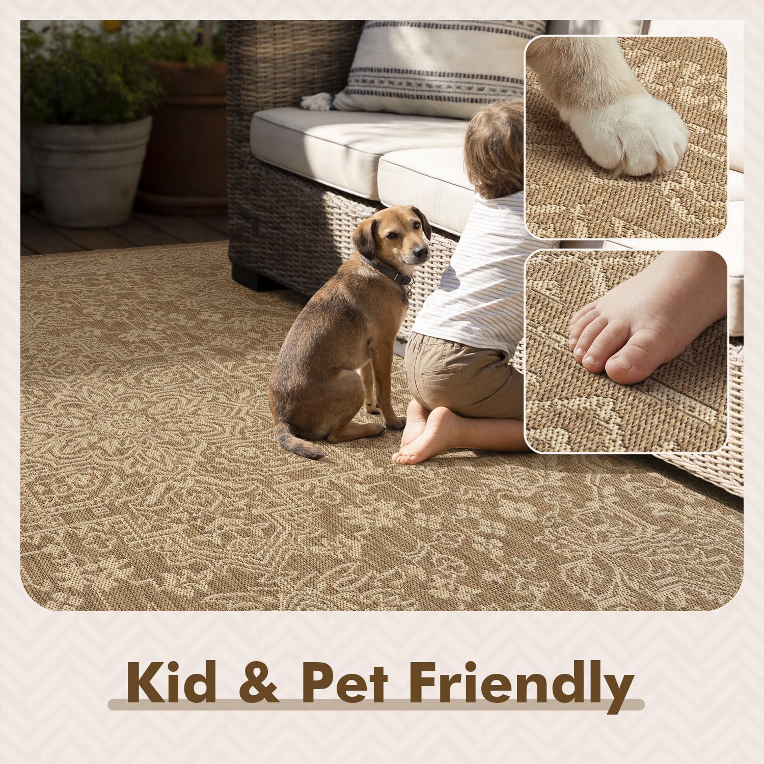 MontVoo Outdoor Rug 6x9 ft rolled-up for storage