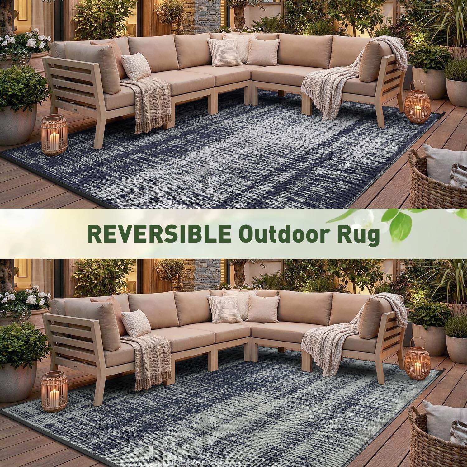 MontVoo Outdoor Rug 6x9 ft setup on grass