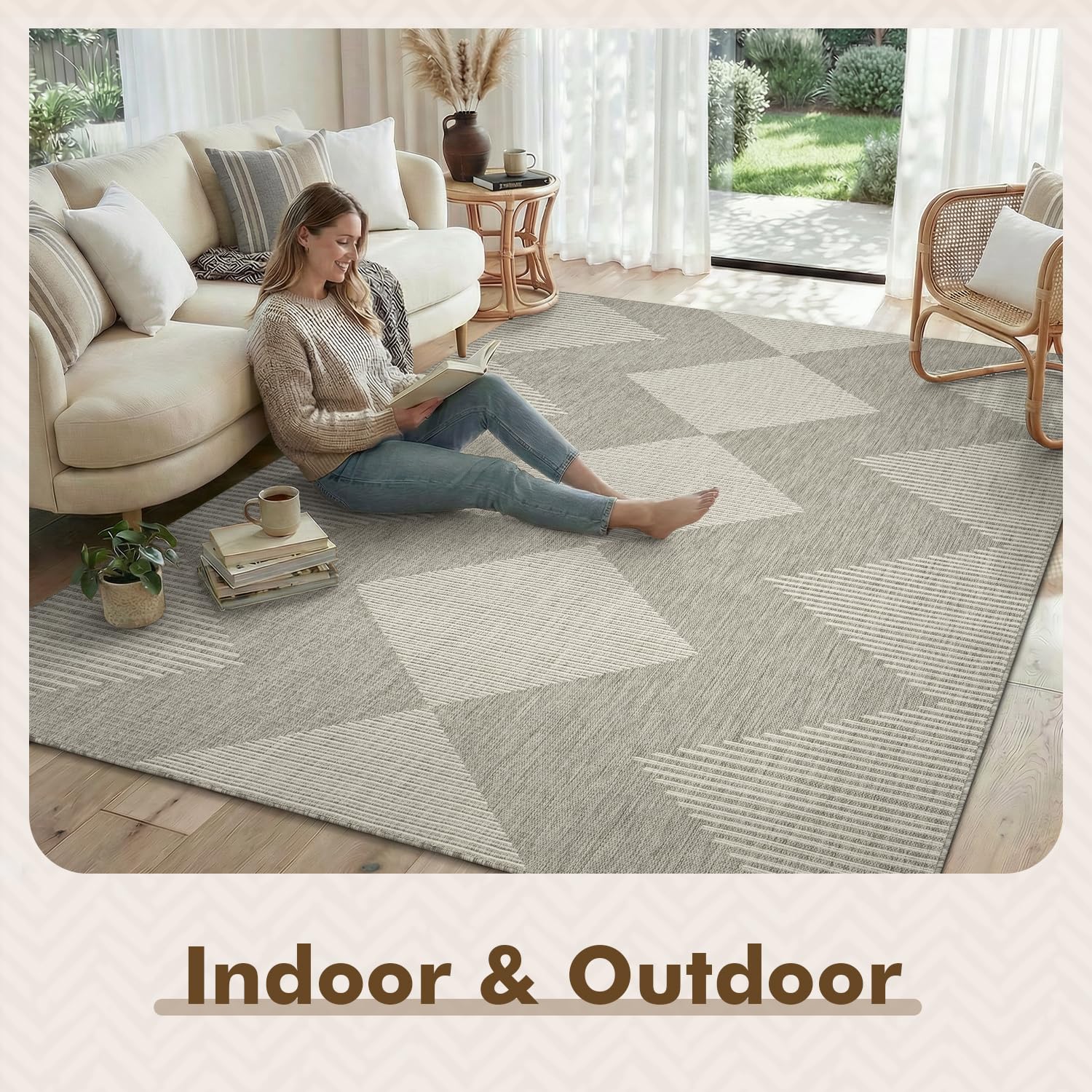 MontVoo Outdoor Rug 6x9 rolled up for easy storage