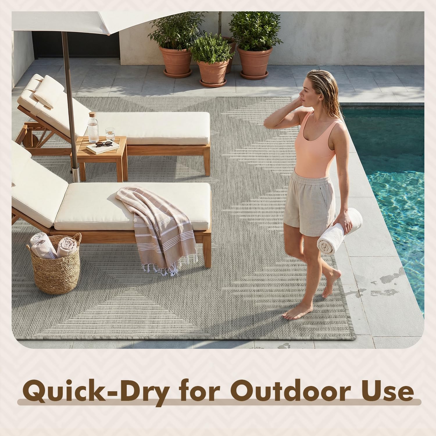 MontVoo Outdoor Rug 6x9 showing its low-pile design for easy cleaning