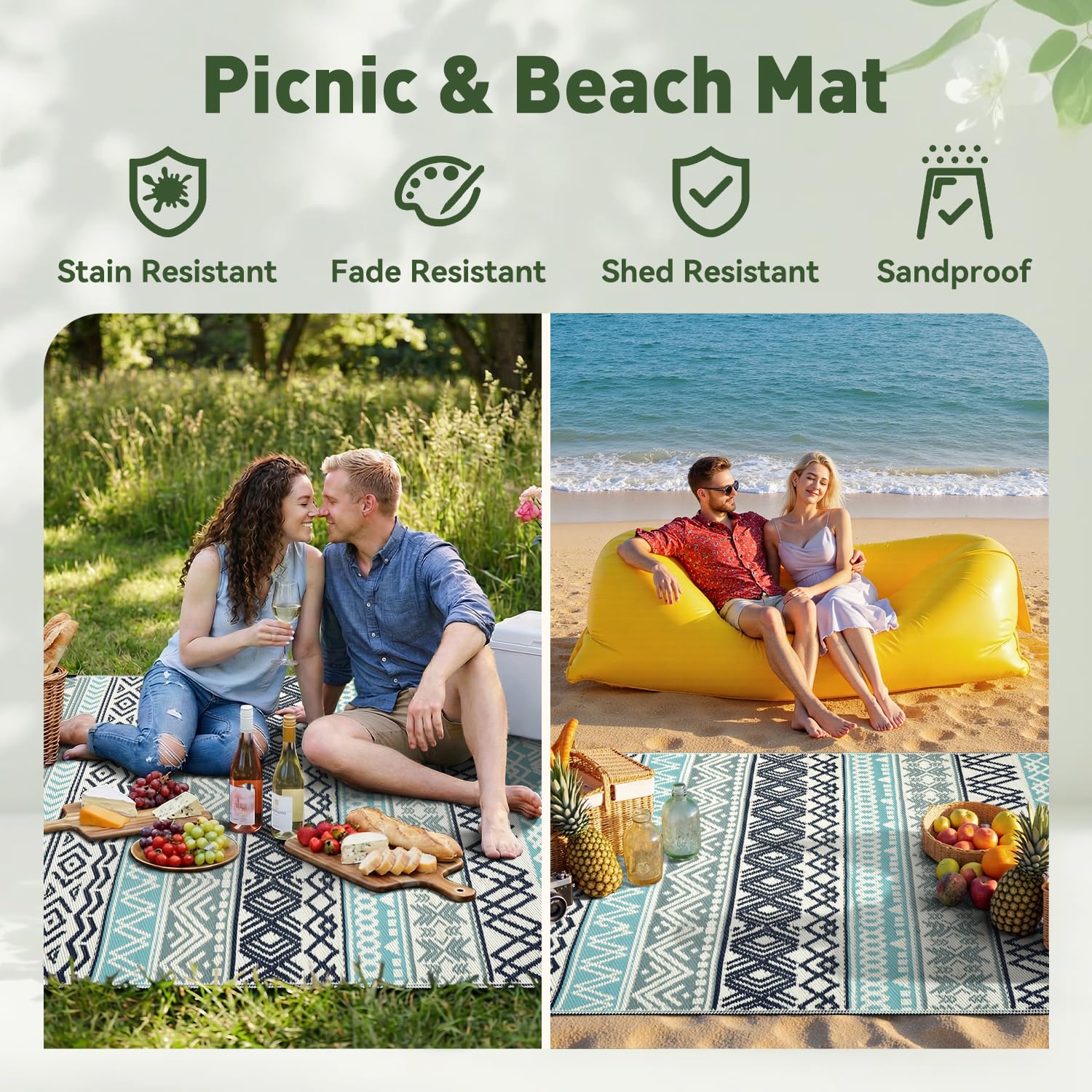MontVoo Outdoor Rug 6x9 used at a beach