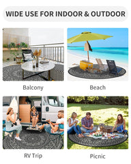 MontVoo Outdoor Rug 8ft Round Grey, folded for portability
