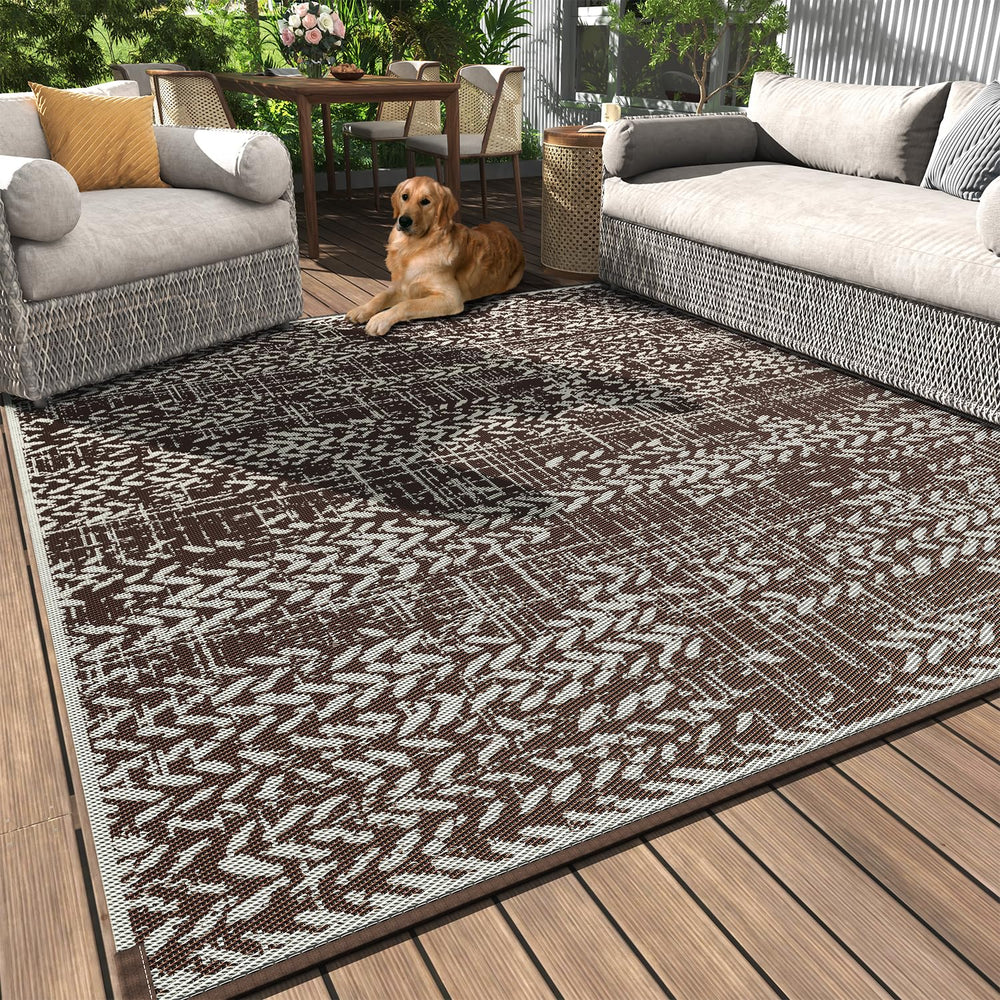 MontVoo Outdoor Rug 8x10 brown side view